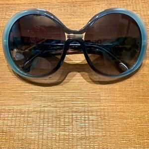 Emilio Pucci Oversized Round Sunglasses in Teal and Dark Blue